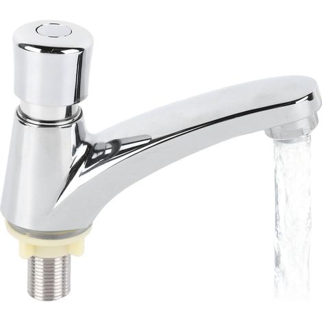 Grifo con pulsador de ahorro de agua y función de retardo solo utiliza agua fría. (1/5)