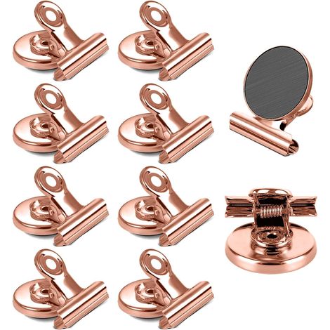 Clips magnétiques, aimants de frigo en roségold (lot de 10). (1/5)