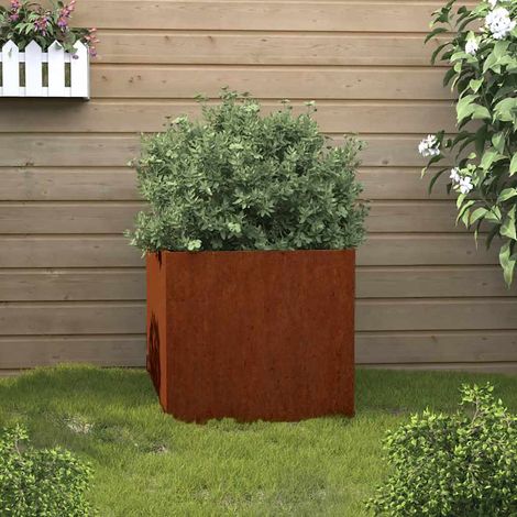 Bac à fleurs - Jardinière pour extérieur/intérieur jardin terrasse balcon - Gris 32x30x29 cm Acier corten Chic-818967 (1/5)