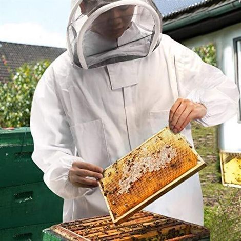 Veste intégrale avec sarrau et cagoule voile Protection professionnelle de l'apiculteur (XL) (1/5)