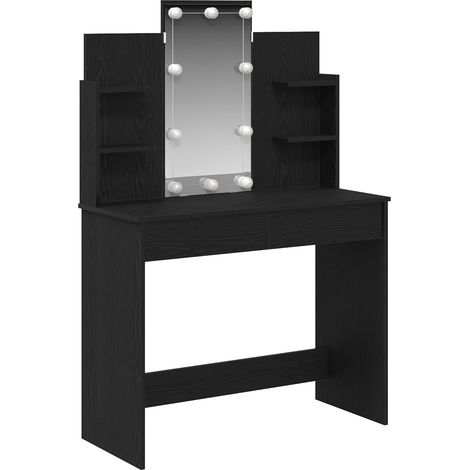 Schminktisch mit Regal Schwarz Eichen-Optik 96 x 39 x 142 cm