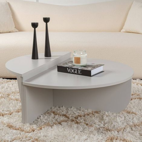 Dmora - Mesa de café Feglino, Mesa de centro baja, Revistero para sofá, Estante de la sala de estar, 90x60 h35 cm, Gris (1/5)