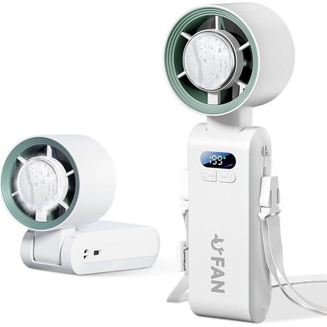 AMXCNOY 5500mAh Wiederaufladbarer tragbarer Ventilator, Mini-Faltventilator mit 1-199 Geschwindigkeitsstufen und Kühlfunktion, Ideal für Reisen, Outdoor-Aktivitäten und den täglichen Gebrauch (Weiß) (1/5)