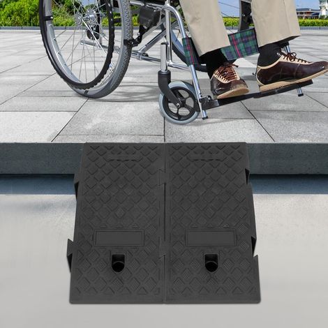 2pcs schwarze Kunststofframpe, Autowerkstattrampe, tragbare rutschfeste Kunststofframpe, 19 cm hoch, für Rollstuhl