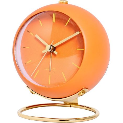 Réveil rétro, horloge de bureau avec veilleuse, fonctionnement silencieux, alimenté par piles, pour l les chambres à coucher (Orange). (1/5)