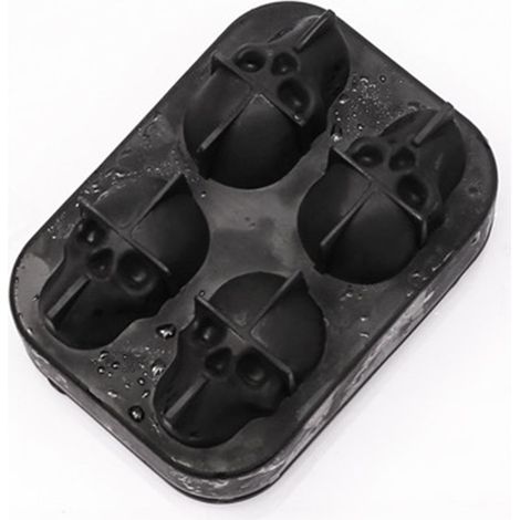 Silikon-Eiswürfelform – 3D-Totenkopfform – BPA-frei – Für Cocktails und Kaltgetränke – 4 Fächer – 1 Stück (1/5)