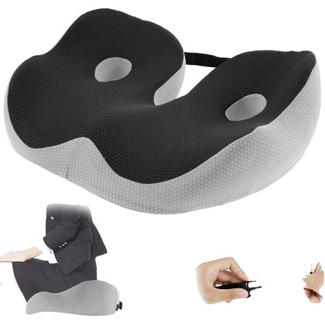 Cuscino per seduta in memory foam di alta qualità, 44,5 x 33 x 7,6 cm, design antiscivolo, ventilazione migliorata, compatibile con sedie da ufficio. (1/5)
