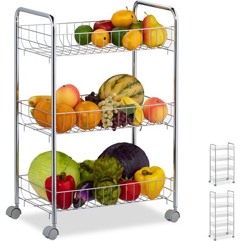 Relaxdays Etagère sur 4 roues, avec étages, chariot multifonctionnel pour cuisine, bain, bureau, différentes tailles (1/5)