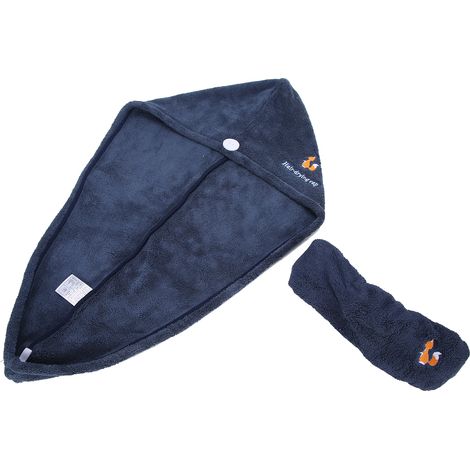 Ensemble serviette et bandeau pour sécher les cheveux, serviette absorbante pour sécher les cheveux et bandeau pour laver le visage, bleu (1/5)