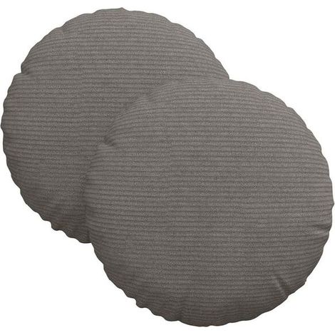 Deux coussins d'assise, gris clair, 30 cm de diamètre, 13 cm de hauteur. (1/5)