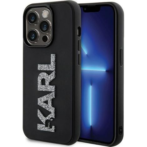 Karl Lagerfeld KLHCP15L3DMBKCK iPhone 15 Pro 6.1" negro/negro carcasa rígida con logo 3D de goma brillante (1/5)