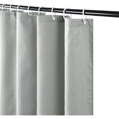 Rideau de douche gaufré, tissu imperméable, convient pour baignoire ou salle de bain, 150x180cm (gris clair) (1/5)