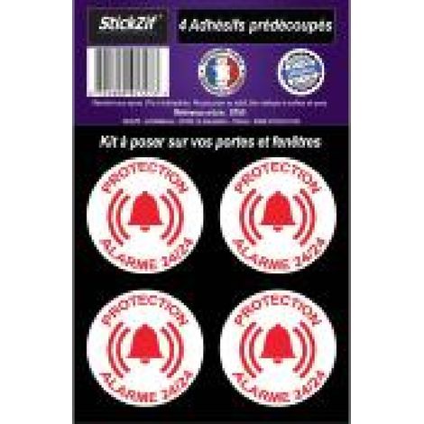 ADHESIFS PRE DECOUPES PROTECTION ALARME 24/24 X4 Ø 4 CM