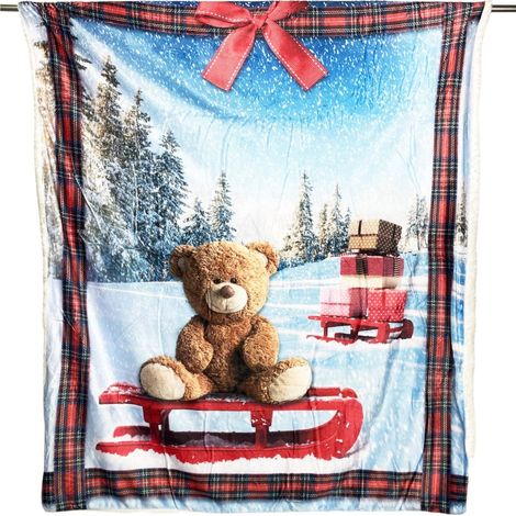 COUVERTURE PLAID EN PILE SHERPA DIGITAL photographie SLED Bear