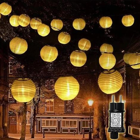 Guirlande lumineuse d'extérieur résistante aux intempéries - 6 m - 30 LED - Avec minuterie et fonction mémoire - 8 modes - Lampion extérieur avec prise pour décoration de jardin, mariage, (1/5)
