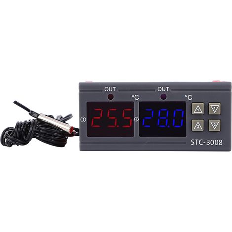 Neuer intelligenter elektronischer Temperaturregler mit Dual-Steuerung und Digitalanzeige STC-3008 (12V/24V/110V/220V) mit Dual-Display, Dual-Temperatur-Einstellschalter und Dual-NTC. (1/5)
