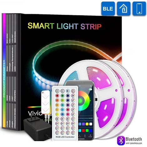 Kit de bande LED intelligente Graffiti – Cheval au galop coloré, éclairage d'ambiance, contrôle vocal et Wi-Fi, étanche, 5–30 m, 90 LED, IP20 (1/5)