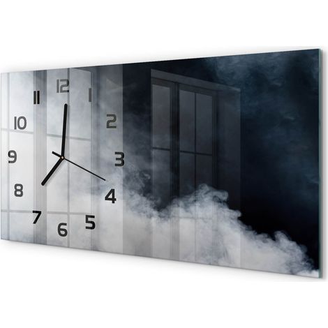 Horloge Murale Salle à Manger 60x30 cm Verre Trempé Design Contemporain Fumée blanche (1/5)