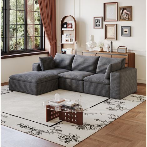 sofá modular de tela gris oscuro 260 cm DESVIAE (1/5)