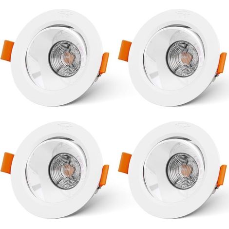 Set of 4 7W Extra Flat LED Recessed Spotlights, Neutral White 4000K 700LM LED Bathroom Downlights for Ceiling Recessed Lighting, Kitchen, Living Room, Hallway (1/5)