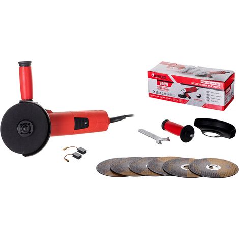 Vertex VSK12501 - Amoladora angular (900 W, 220-240 V, 12000 rpm, disco de 125 mm, M14, 6 discos y accesorios) (1/5)