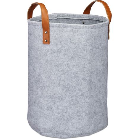 Cesto portabiancheria pieghevole moderno portaoggetti camera da letto bagno 40 x 30 cm in feltro grigio 130008685