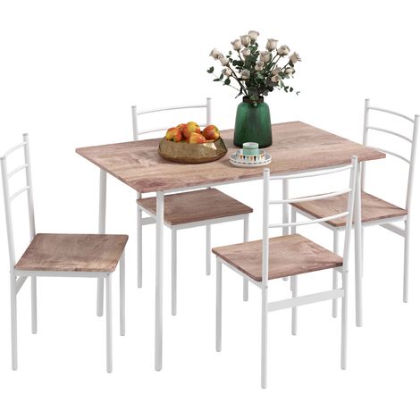 HOMCOM conjunto de comedor 5 piezas juego de 1 mesa y 4 sillas con pies acero para cocina restaurante 110x70x75 cm