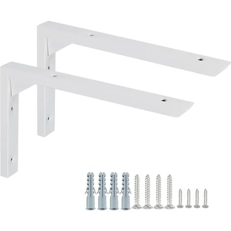 2 x Heavy Duty Wall Shelf Brackets 25cm White (1/5)