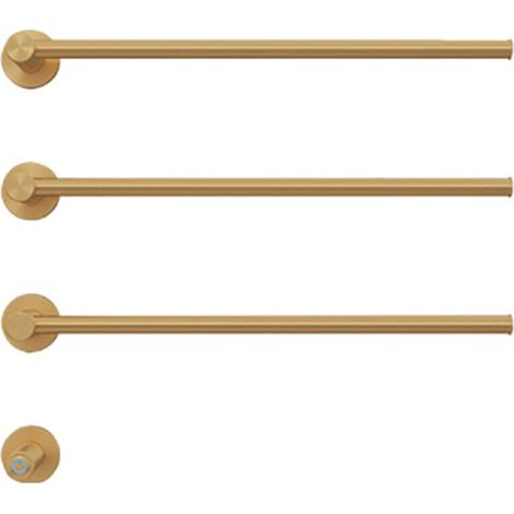 Sèche-serviette électrique, porte-serviettes thermostatique intelligent inox 304, or brossé 3 pôles 42W (1/5)