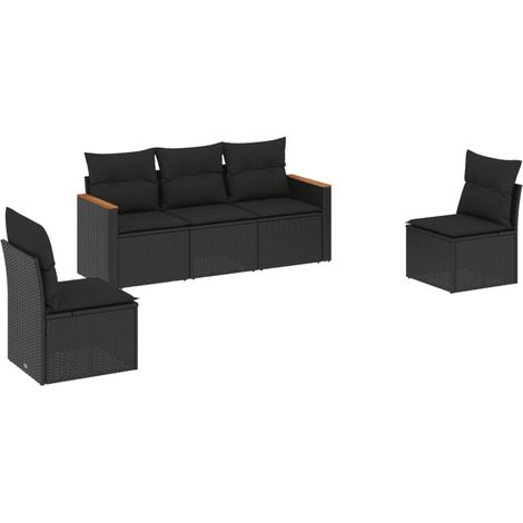 Maison Exclusive - 5-tlg. Garten-Sofagarnitur mit Kissen Schwarz