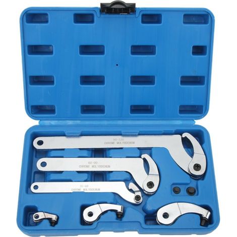 Set of 8 Round Head C-Hook Wrenches for Motorcycles, Off-Road Motorcycles, Interchangeable Chrome-Molybdenum Steel Pins, Easy Operation Wrench Set for Adjustments (1/5)