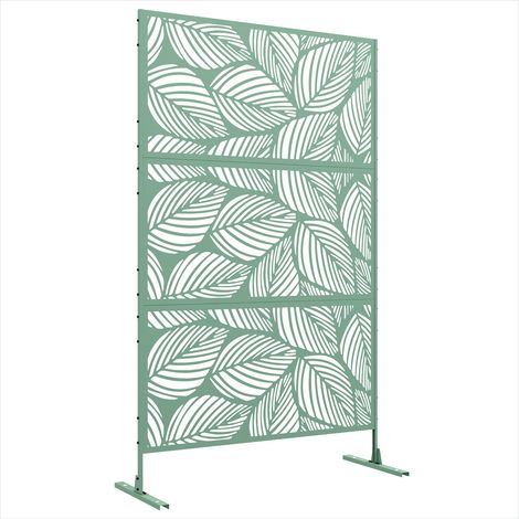 Clôture de jardin en acier vert motif feuille 122 x 45 x 198 cm (1/5)
