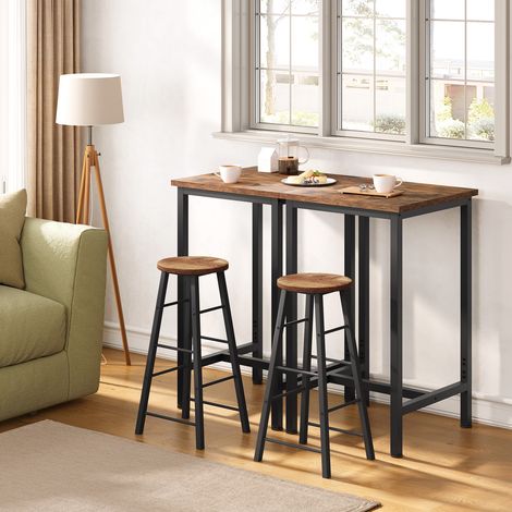 WOLTU Bartisch Stehtisch mit Metallrahmen, Hochtisch Bistrotisch eckig, Bartresen für Bar Küche Wohnzimmer, 60x100x60 cm, Rustikales Braun Schwarz (1/5)