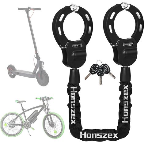 Antivol Velo, Antivol Trotinette Electrique, Antivol Chaine Velo avec Clés, 36.22inch Verrou de Sécurité Multicolore, Accessoires pour Vélos et Scooters Electriques (1/5)
