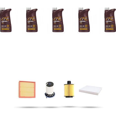 Kit tagliando 4 FILTRI e 5L OLIO compatibile con Fiat Doblo II 1.6 JTD 66kw dal 2010 (1/5)