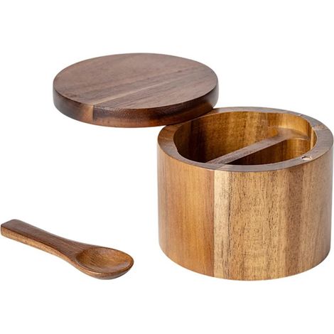 Ensemble sel et poivre à deux niveaux avec cuillère, couvercle magnétique pivotant, boîte à épices anti-poussière, design rotatif, accessoire de service en cuisine (1/5)