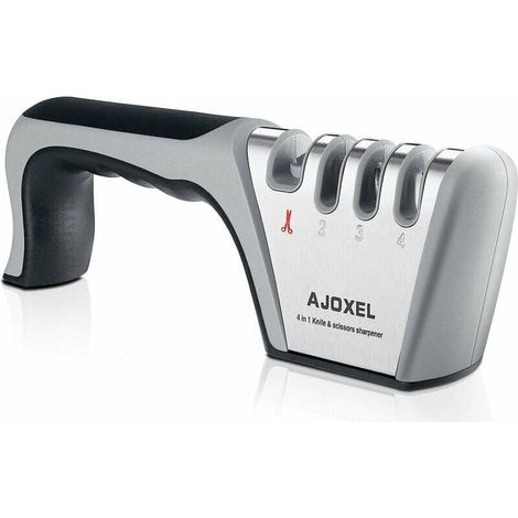 Aiguiseur Couteaux Professionnel, 4-en-1 Aiguiseur de Cuisine Affuteur Couteau et Ciseaux, Knife Sharpener avec Gomme antidérapante pour Couteaux en INOX et Céramique (1/5)