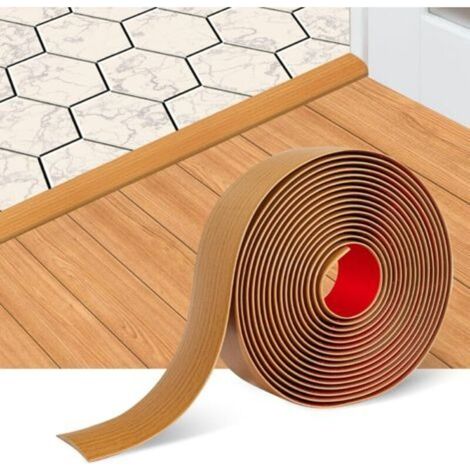 Bandes de transition auto-adhésives pour sols stratifiés, 5 cm de large, séparateur plat, élégant motif grain de bois (1 mètre, marron clair).