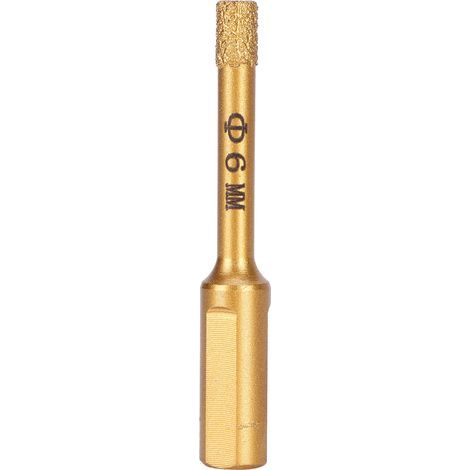 Foret de Diamant, Foret de Foret de Diamant d'or Scie de Trou pour la Tuile de Porcelaine de Granit de Verre Surface Lisse Perçage de Pierre de Marbre en Céramique(6mm). (1/5)