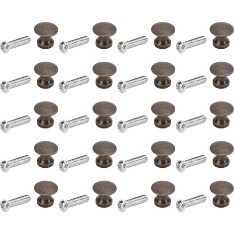 Lot de 20 poignées simples 12 x 11 mm en alliage de zinc, pour boîtes à bijoux et tiroirs, tête ronde, couleur bronze vert. (1/5)