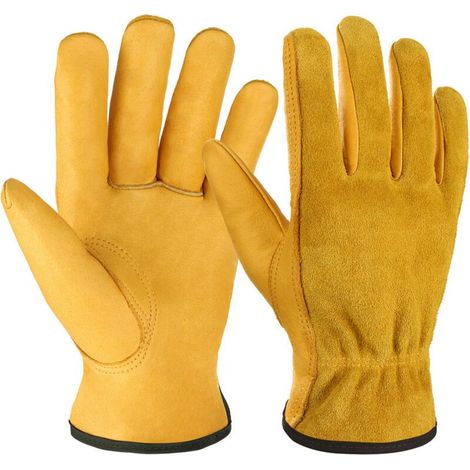 Gants de jardinage,Gants de soudage en cuir de vache pour travaux de protection de chantier, respirants, antidérapants et résistants à l'usure - L Gants de jardinage (1/5)