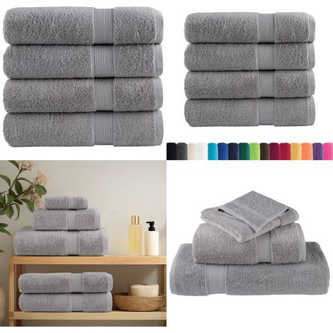 Essuie-mains de qualité supérieure SOLUND 4 pcs gris 600 g/m² - Serviette de bain - Serviette en coton (1/5)