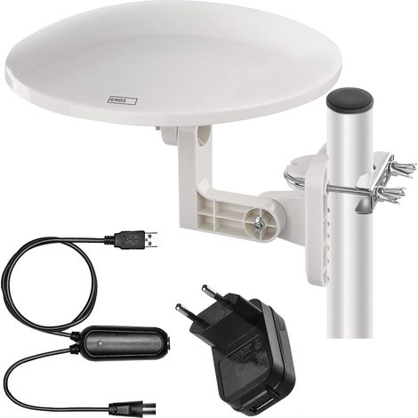 Antenne numérique avec amplificateur pour l'extérieur Antenne Active Village Portée 0-80 km FM/Dab/DVB-T/DVB-T2 Filtre LTE/4G/5G intégré Angle de réception 360° (1/5)