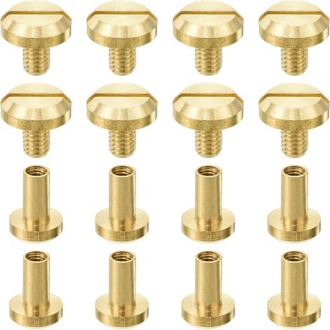 8Pcs Rivet à Visser Vis en Laiton Chicago, 10mm Rivets en Cuir Concaves Vis de Ceinture Clou de Reliure Rivet Fixations pour la Maroquinerie Ceinture Jean DIY (1/5)