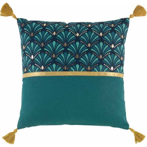 Coussin Déco Imprimé "Art Chic" 40x40cm Bleu (1/3)