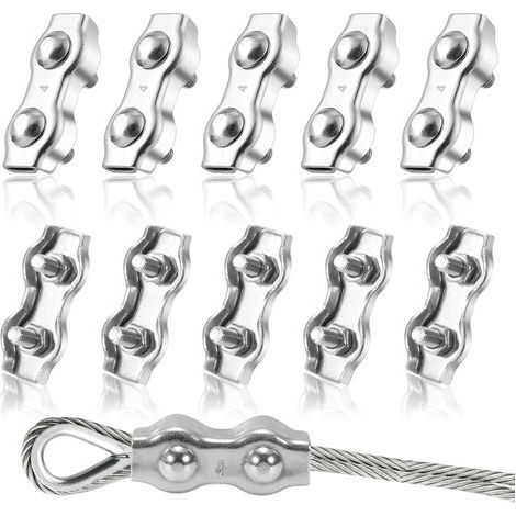 Duplex Clips Serre-Câbles M4 Pince de Câble en Acier Inoxydable 304 pour Fixe 4mm Câble Métalliques Cordes à Linge Voiles de Soleil 8 Pièces (1/5)