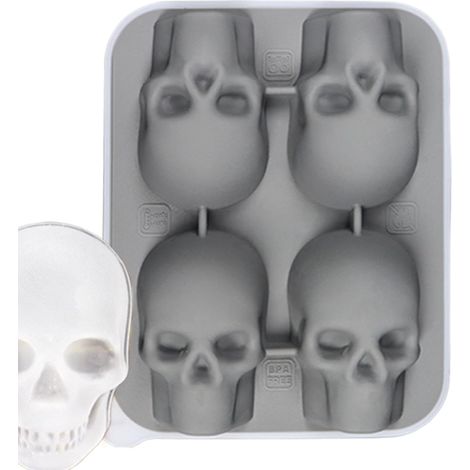 Bandeja de silicona con forma de calavera para cubitos de hielo: accesorio para el frigorífico para bebidas. (1/4)