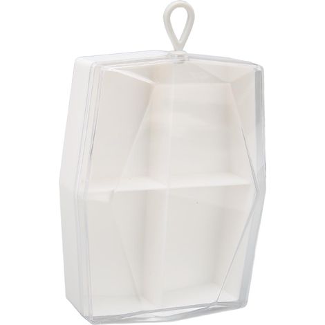 Étui à maquillage à 4 compartiments avec couvercle transparent anti-poussière et porte-houppettes à poudre aux formes géométriques (1/5)