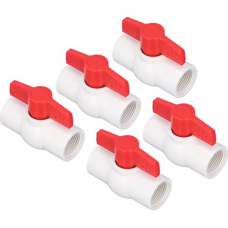 20 mm/0,8 Zoll PVC-Kugelhahn, flacher T-Griff, 5er-Pack, Schwimmbadwasserventil, Netzschalter, Sanitärarmatur. (1/5)