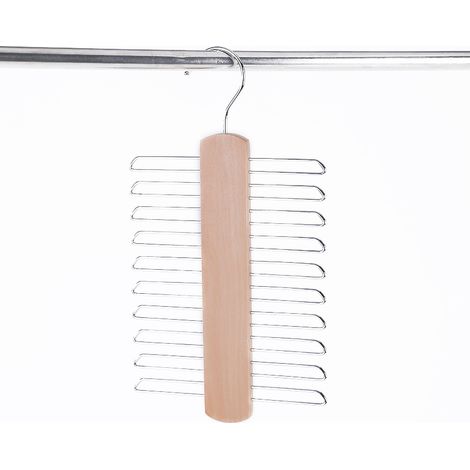 Cintres en bois pour cravates et ceintures avec 20 emplacements, couleur naturelle+Couleur rétro, 17.5 cm, Lot de 2 (1/3)